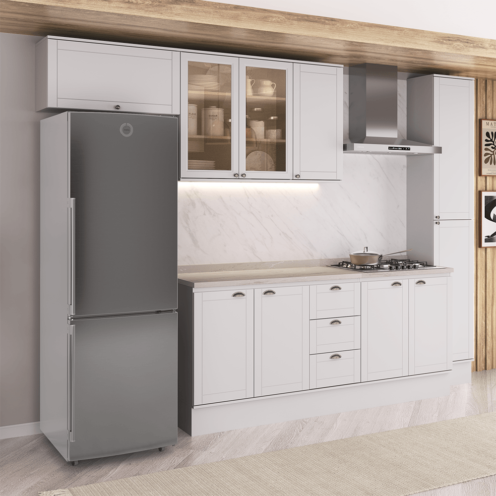 Armário de Cozinha Completa com Balcão Milla Fine Carraro Branco