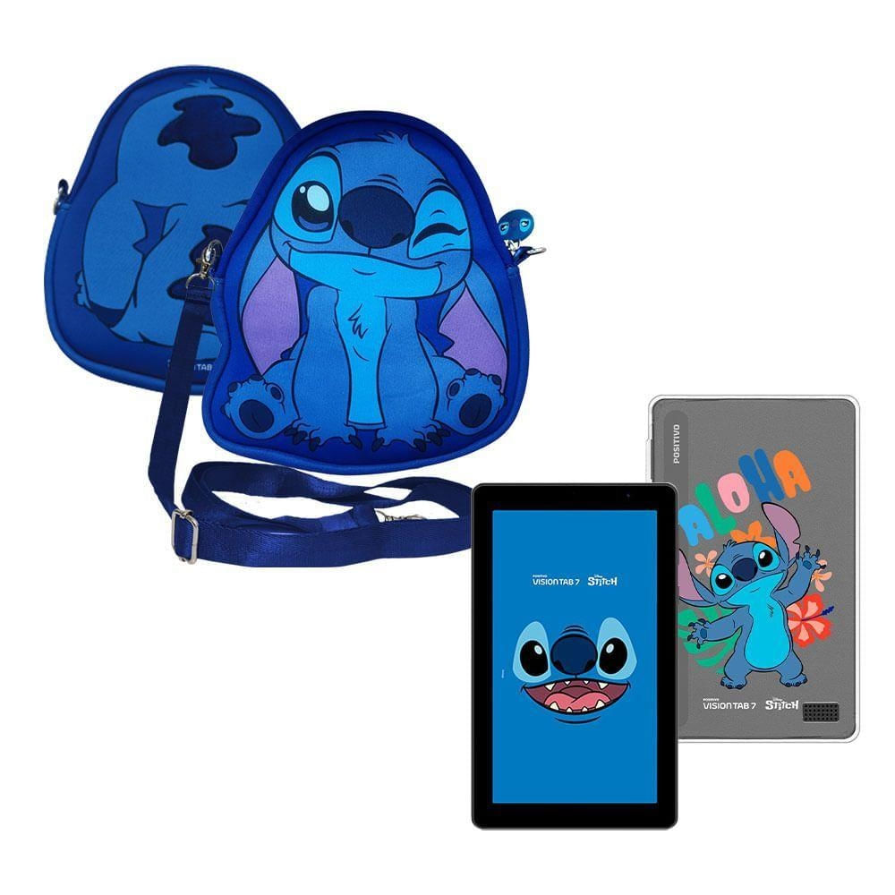 Tablet Positivo Vision Tab 7 Stitch+Capa e Bolsa-Octa-Core 3GB RAM 64GB Android 14 Go Wi-Fi Tela 7”