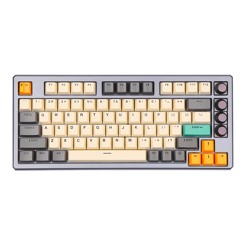 Teclado Gamer Mecânico Skyloong GK75 TI - Grey Aluminun, Switch KTT Red, 3 Modos, RGB, Hot Swap, 4000mAh, Prata