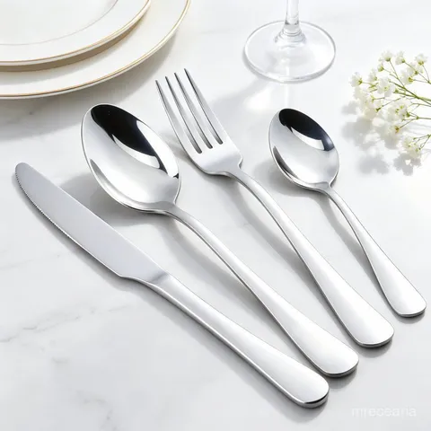 Conjunto 24 Peças Talheres Prateados Café/Refeição