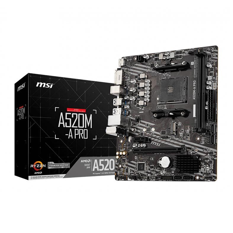Foto 2 de Placa Mae MSI A520M-A PRO, DDR4, Socket AM4, M-ATX, Chipset AMD A520, A520M-A PRO