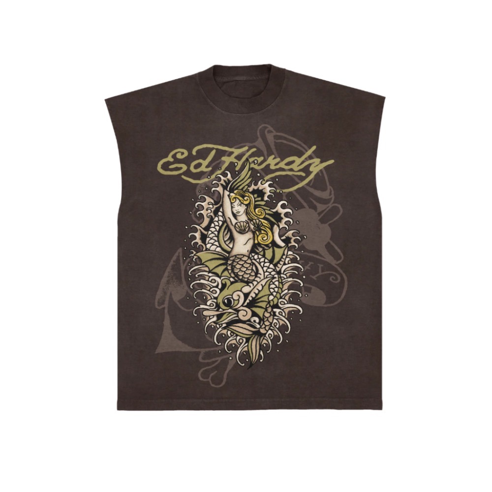 Regata Ed Hardy Sereia Mística Marrom — M, Novo