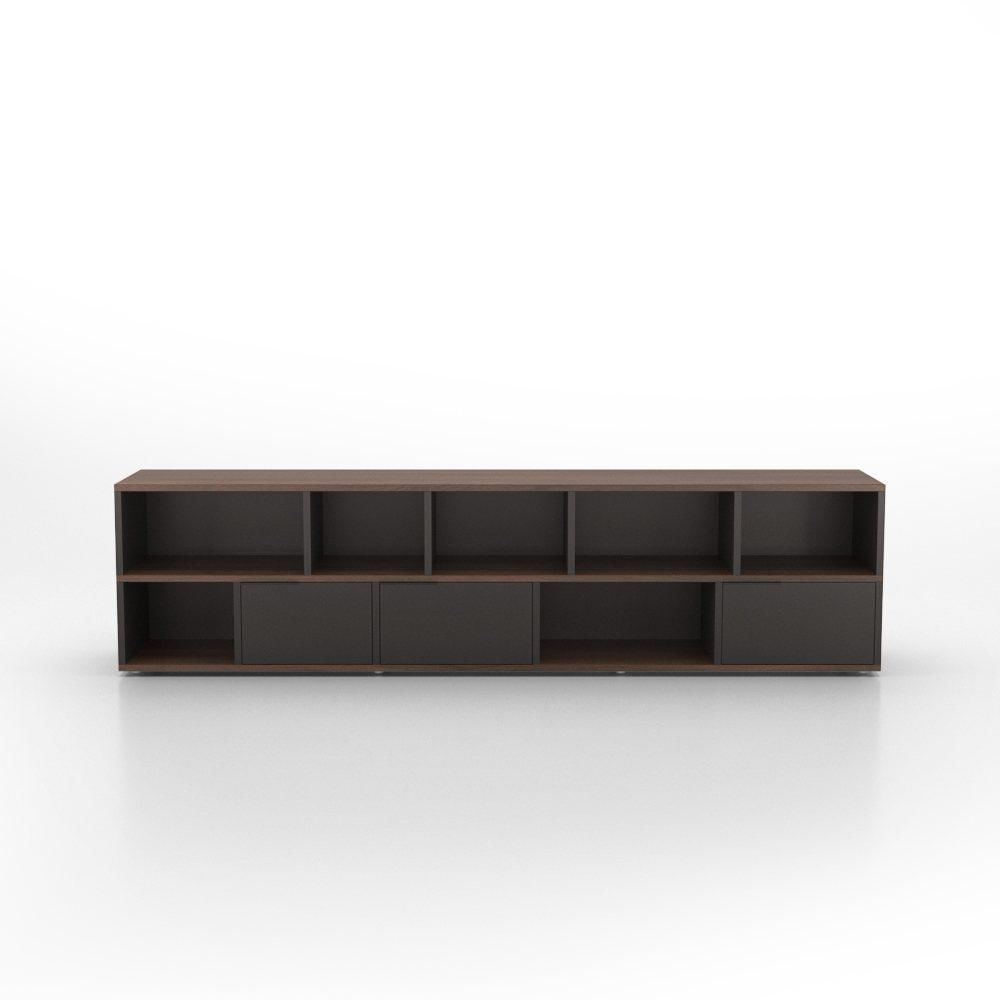 Rack Aurora Preto com madeira escura