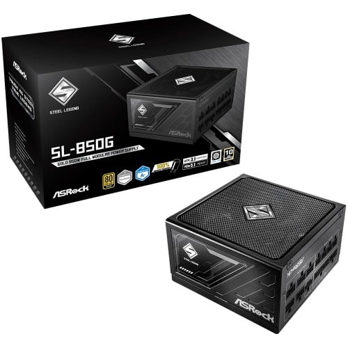 Fonte ASRock Steel Legend, 850W, 80 Plus Gold, Cybenetics Platinum, Full Modular, ATX 3.1, PCIe 5.1, Preto, SL-850G