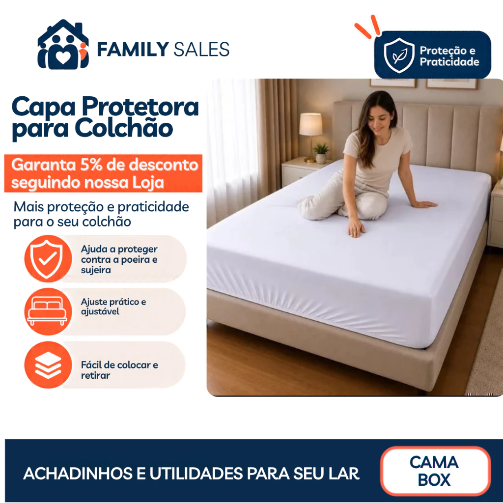 Capa Protetora Colchao Casal Box Ajustavel Impermeavel Antialergico Branco