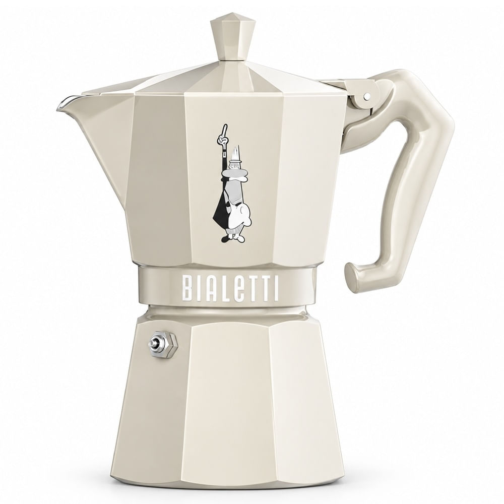 CAFETEIRA ITALIANA BIALETTI MOKA EXPRESS EXCLUSIVE 3 XÍCARAS EM ALUMÍNIO AREIA 10011303