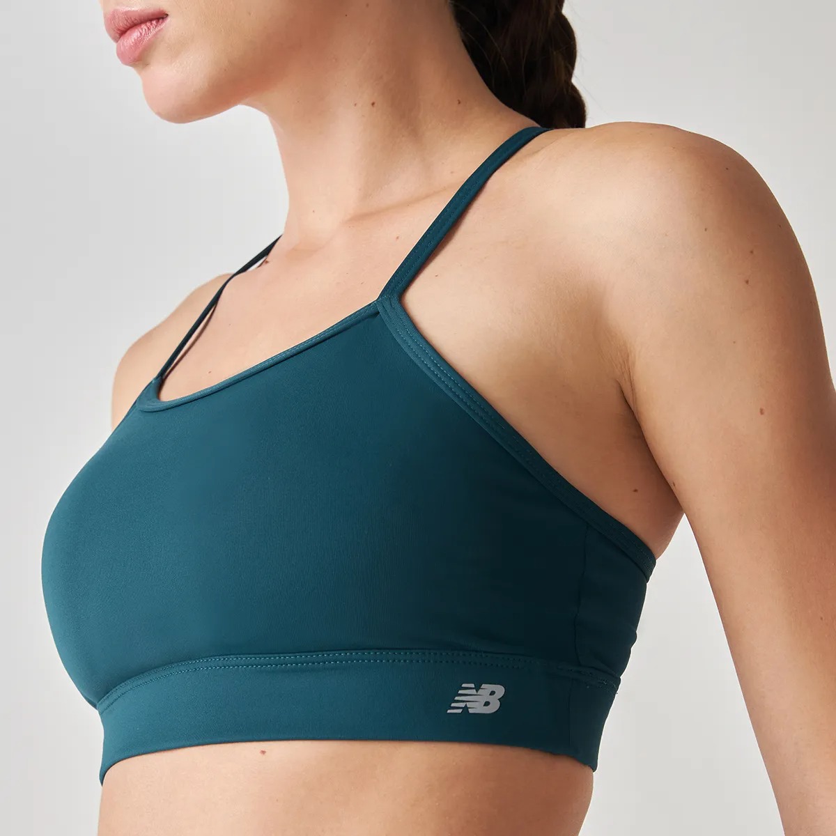 Top New Balance Essential Yoga Bra Medusa Green — P / G, Novo