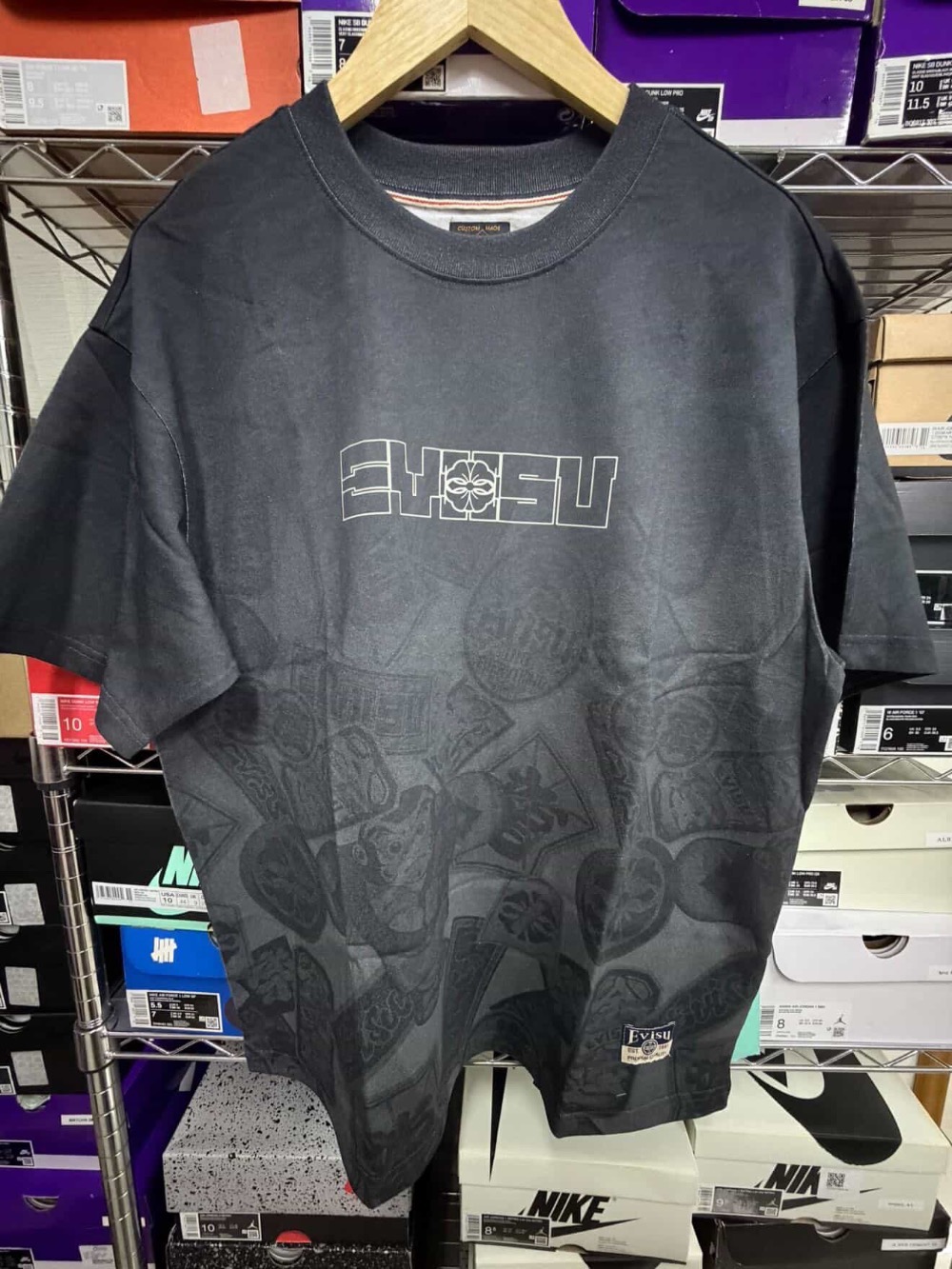 Camiseta Evisu All-Over Signature Graphic Black — G, Novo