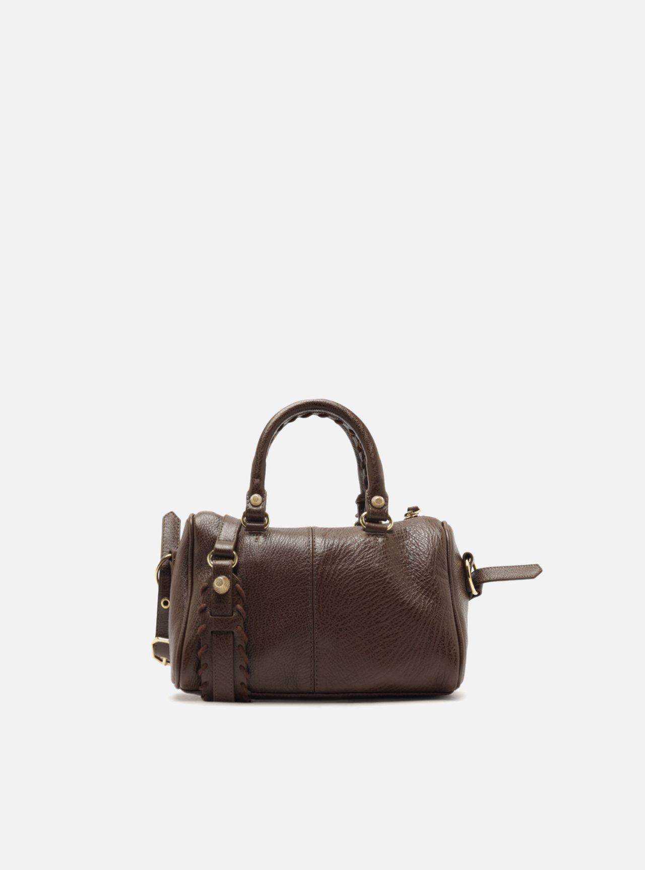 Foto 3 de Bolsa Tote Marrom Couro Pequena Alça Tressê