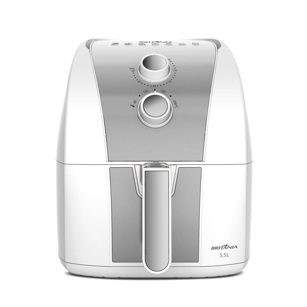 Fritadeira Air Fryer Britânia BAF52 5,5L 1500W Cesto Removível Cerâmico Antiaderente Branco 220V