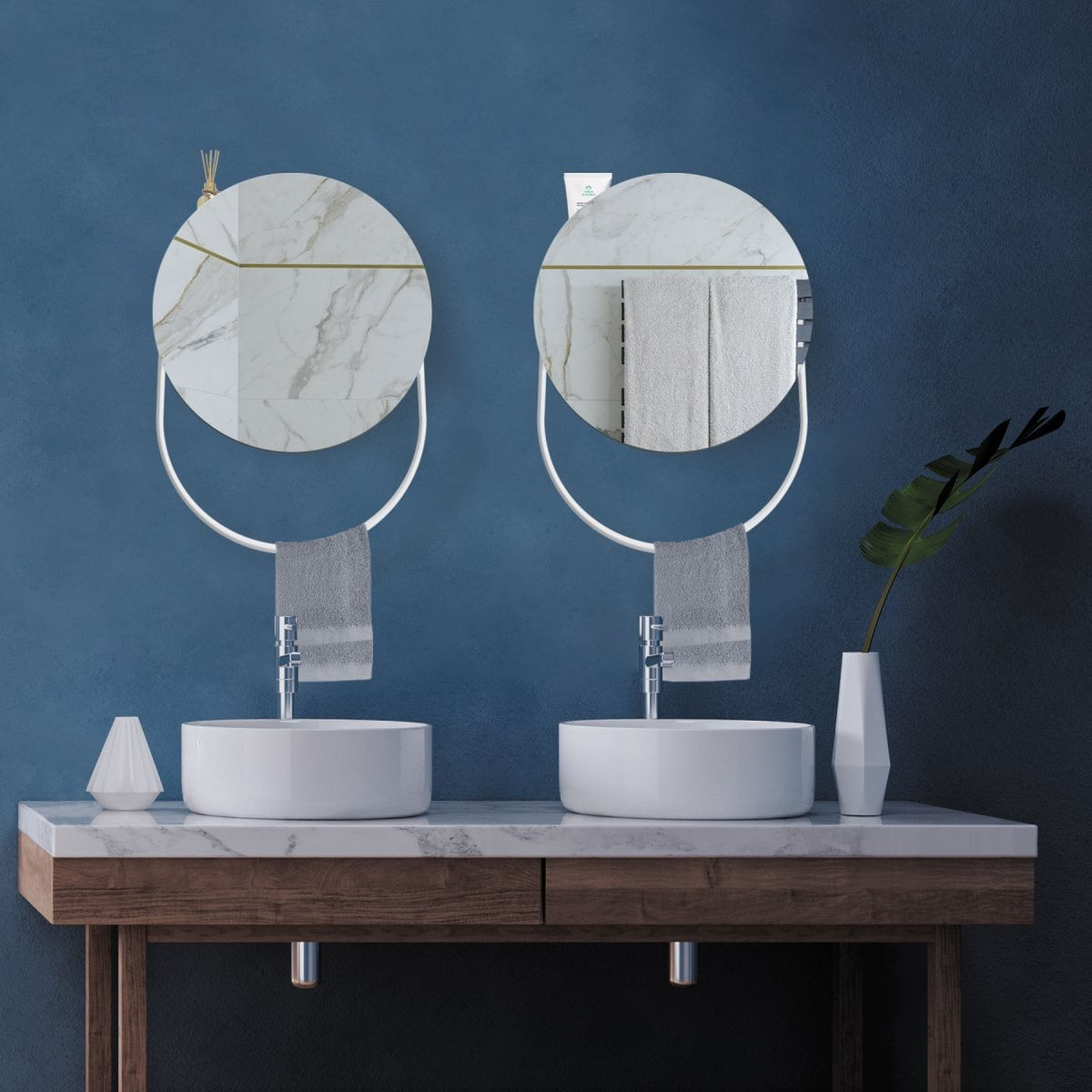 Espelho Funcional Pratic Circle 70x50cm Redondo Branco
