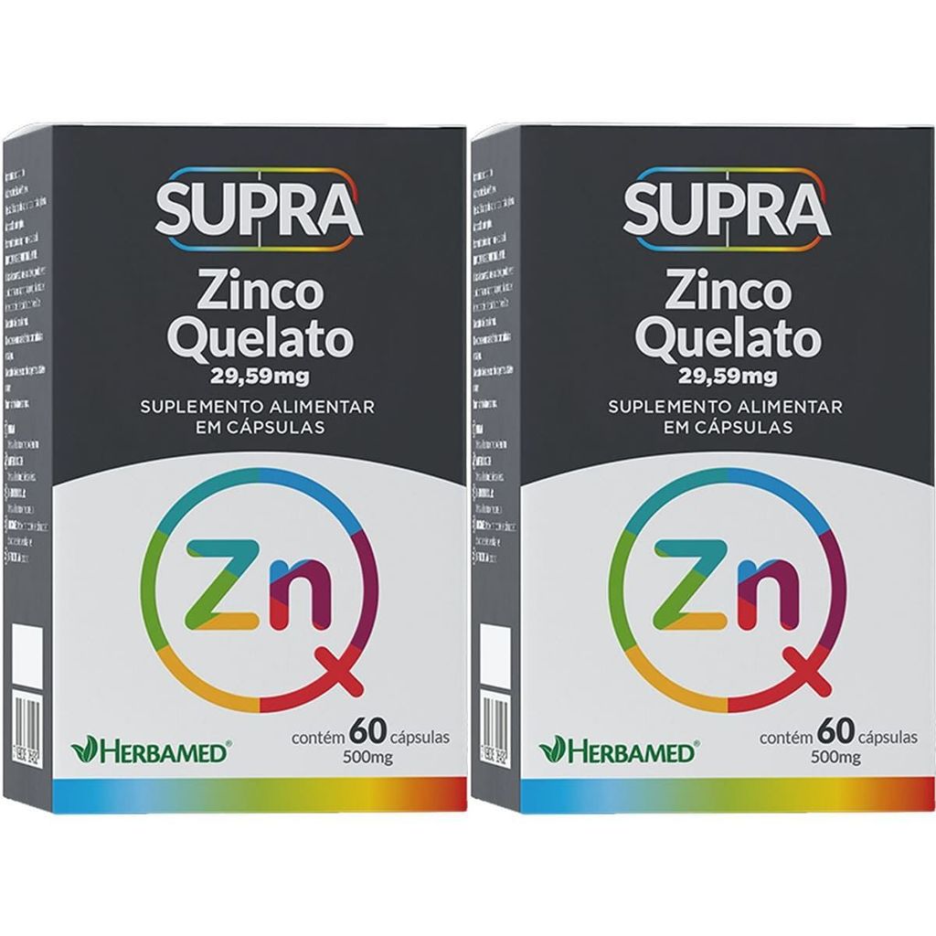 Kit 2X Supra Zinco Quelato - 29,59mg 60 Cápsulas - Herbamed