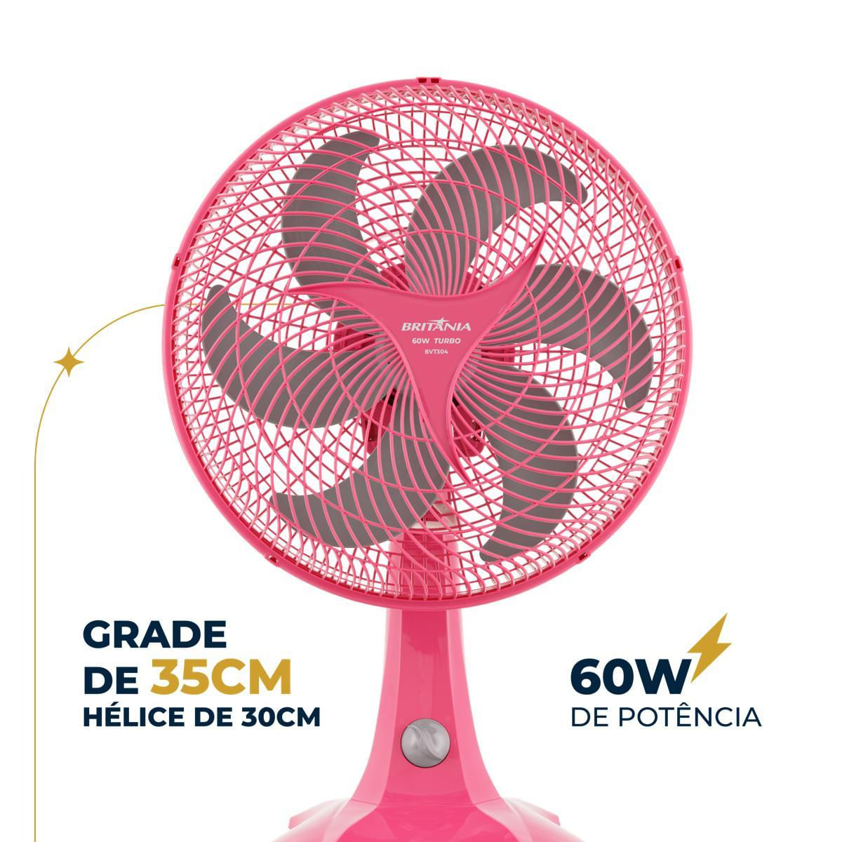 Foto 4 de Ventilador Rosa Britânia Maxx Force 60W BVT304 110