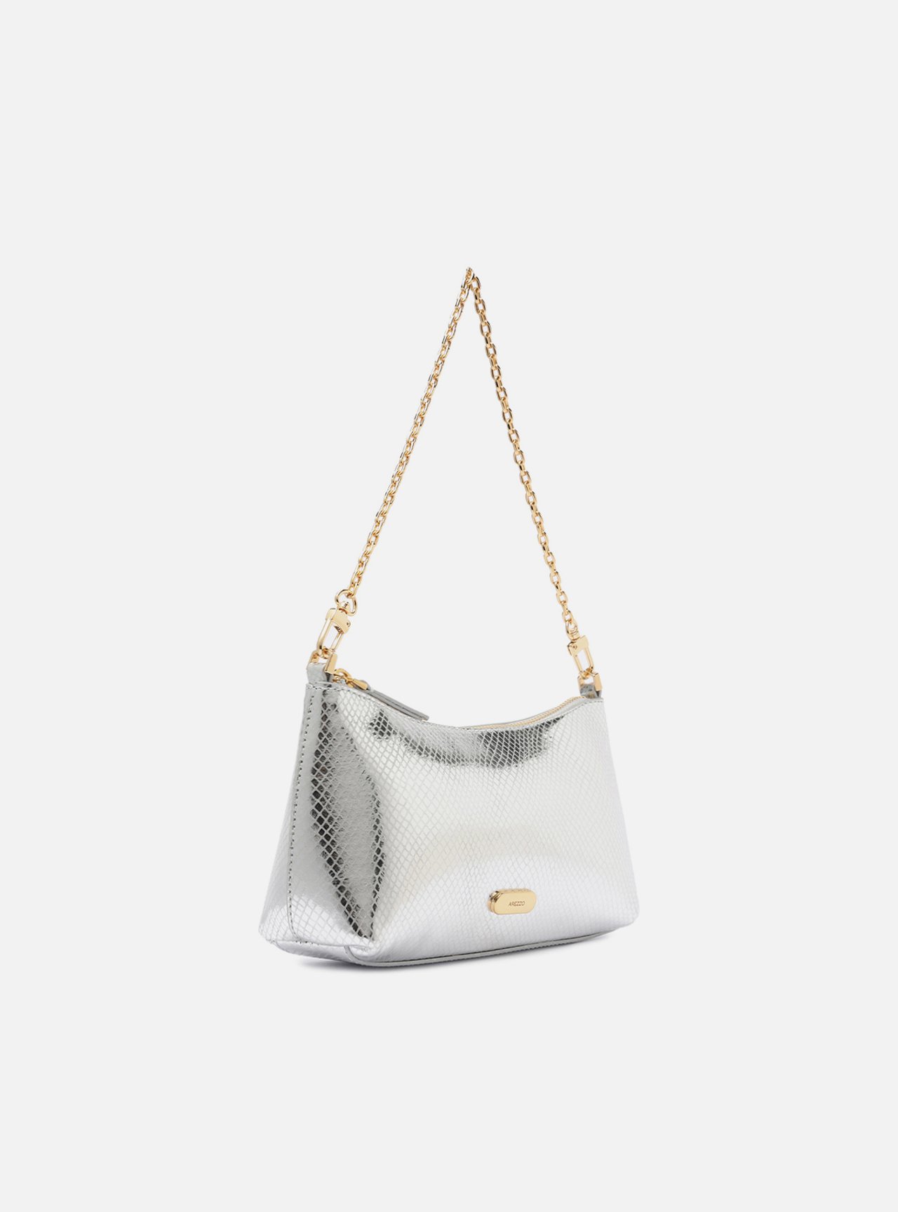 Foto 5 de Bolsa Tiracolo Prata Snake Pequena Corrente Tag