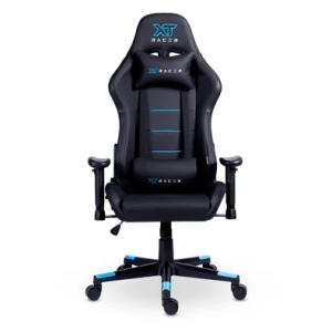 Cadeira Gamer XT Racer Attack, Até 120Kg, Reclinável, Com Almofadas, Cilindro de Gás Classe 4, Couro PU, Preta e Azul XTR-053
