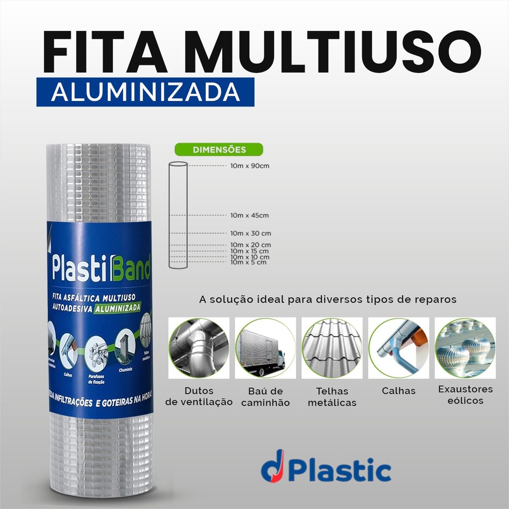 Fita Manta Asfáltica Aluminizada 90cm x10mt Multiuso Dplastic