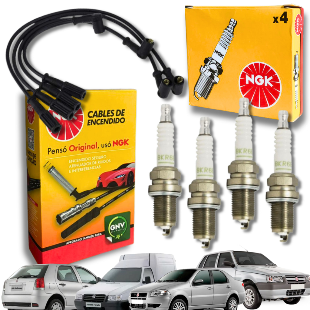Kit Cabo E Vela Fiat Palio Fire 1.0 8v 2001 02 2003 Ngk