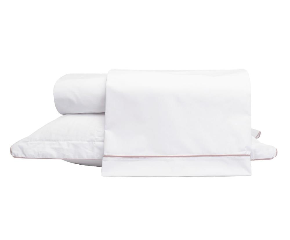 Jogo Lençol Basics em Vivo Branco e Rosê 200 Fios King Size Rosé