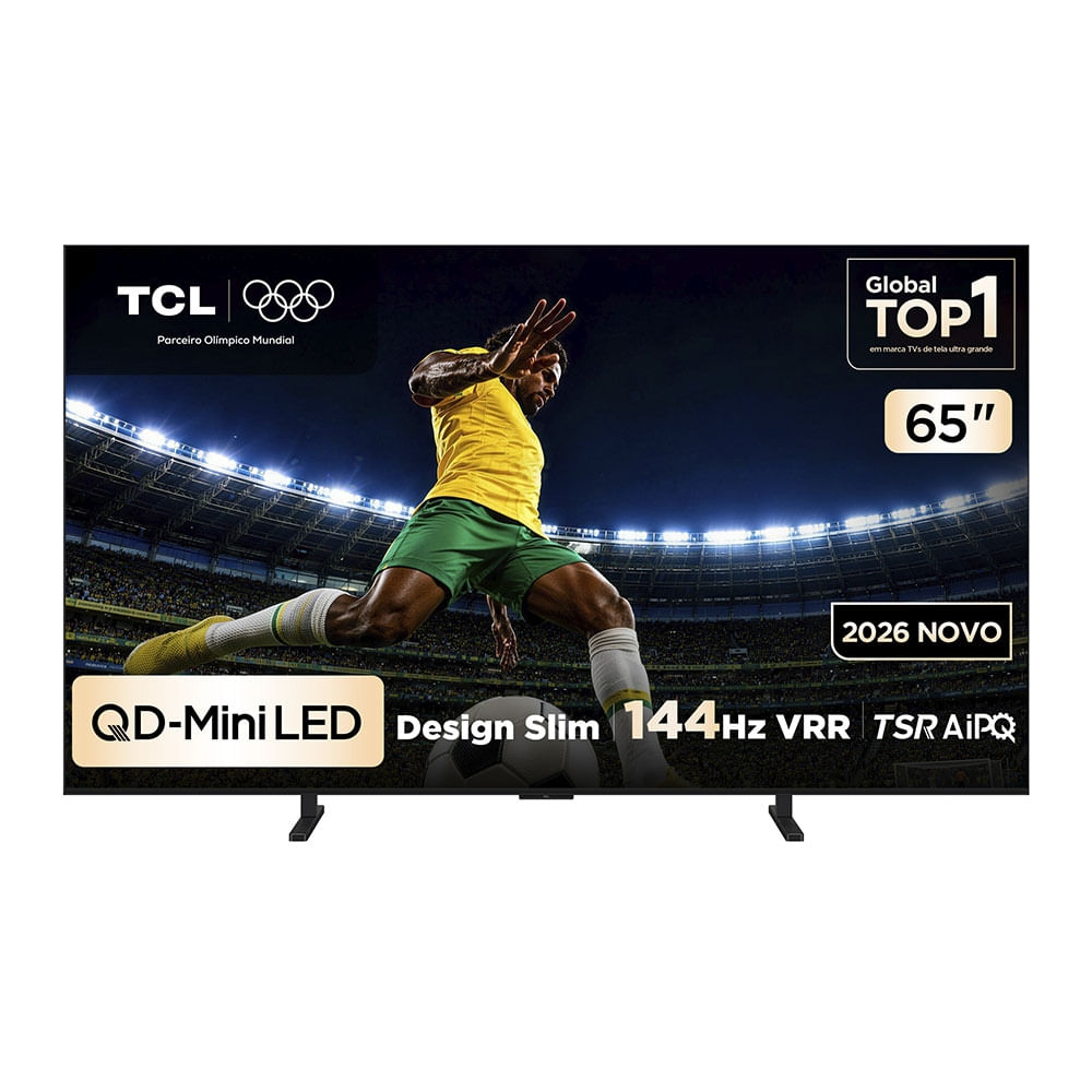 Smart TV TCL 65 Polegadas QD-Mini LED 4K A400M WiFi Bluetooth Google TV HDR10+ 144 Hz VRR 65A400M