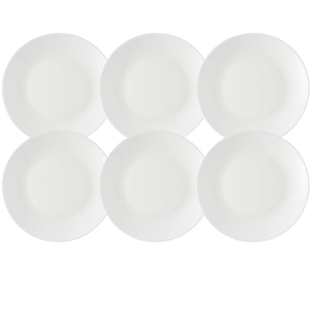 Jogo 6 Pratos para Sobremesa Rasos 18cm Branco Plástico Coza Mesa Posta