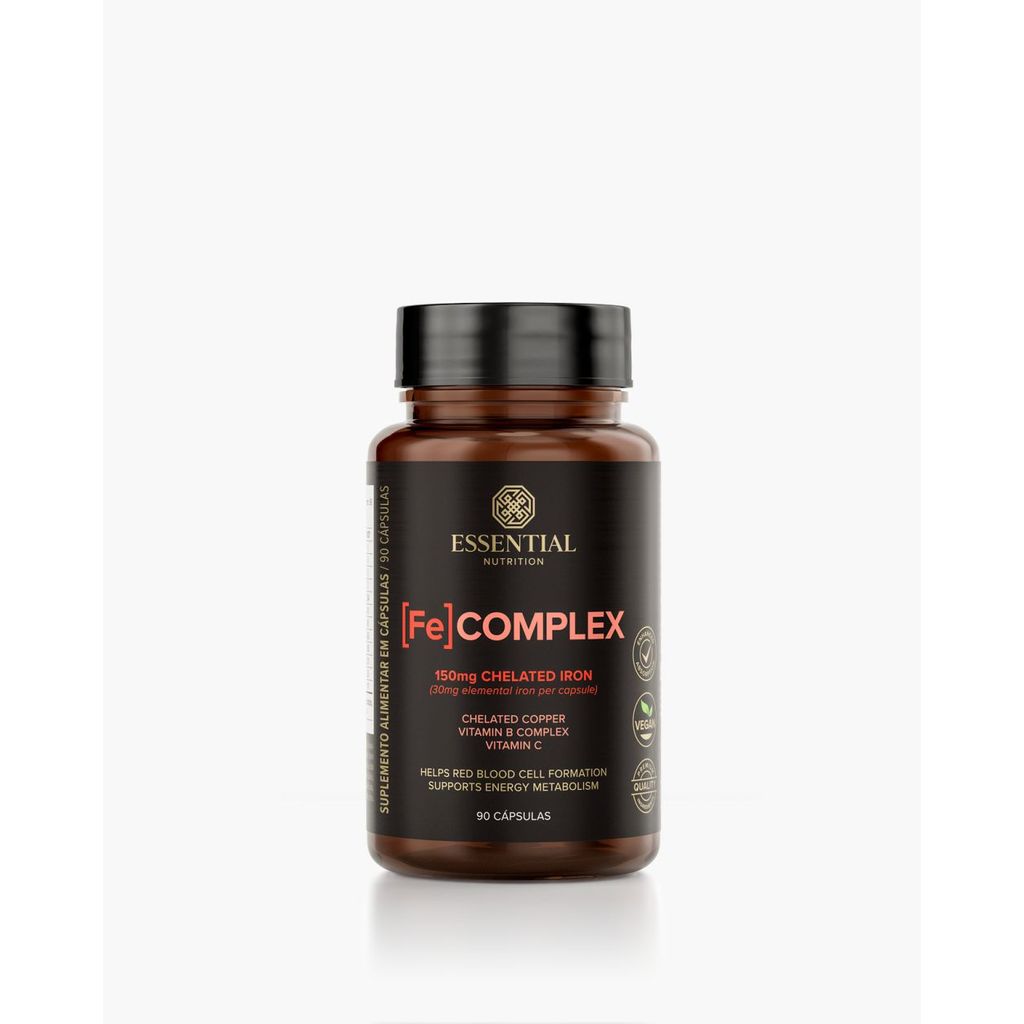 Fe Complex Ferro Quelato + Vitamina C 90 Cápsulas Essential Nutrition