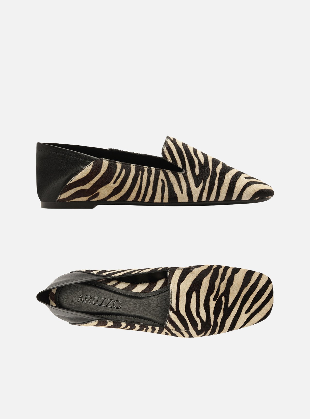 Foto 5 de Sapatilha Preta/Branca Bico Quadrado Pelo Zebra