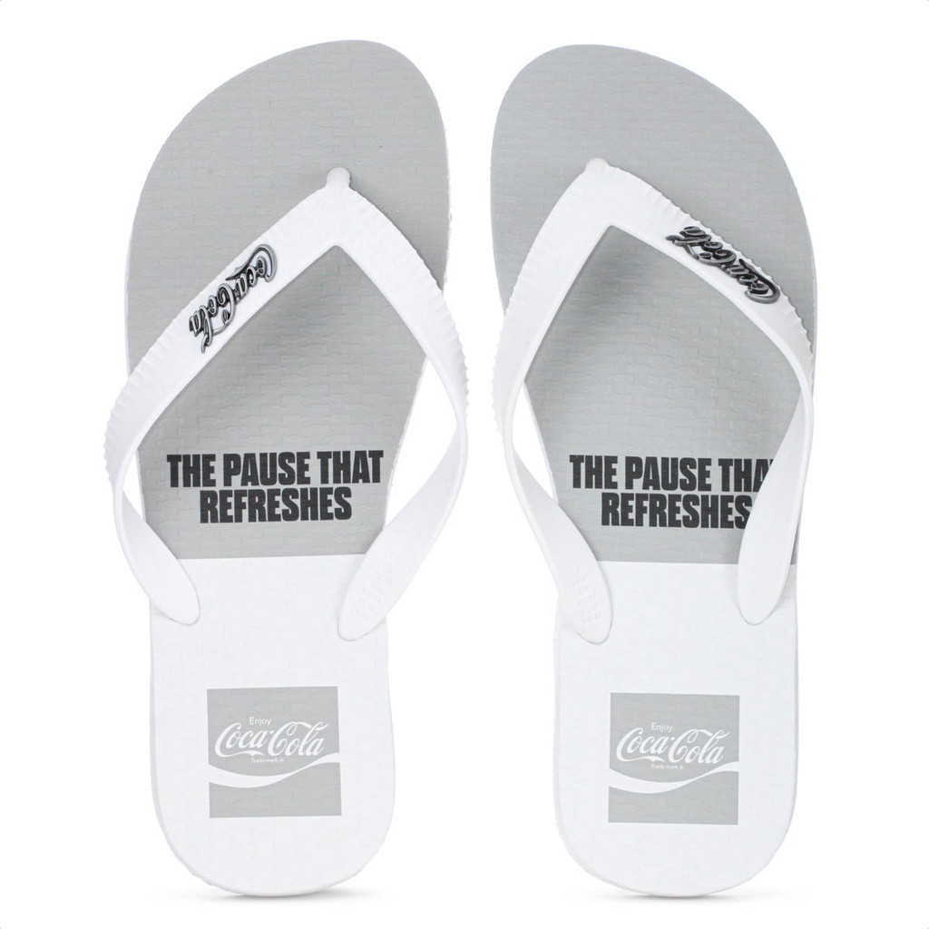 Chinelo Coca Cola Block Branco e Cinza - Juvenil
