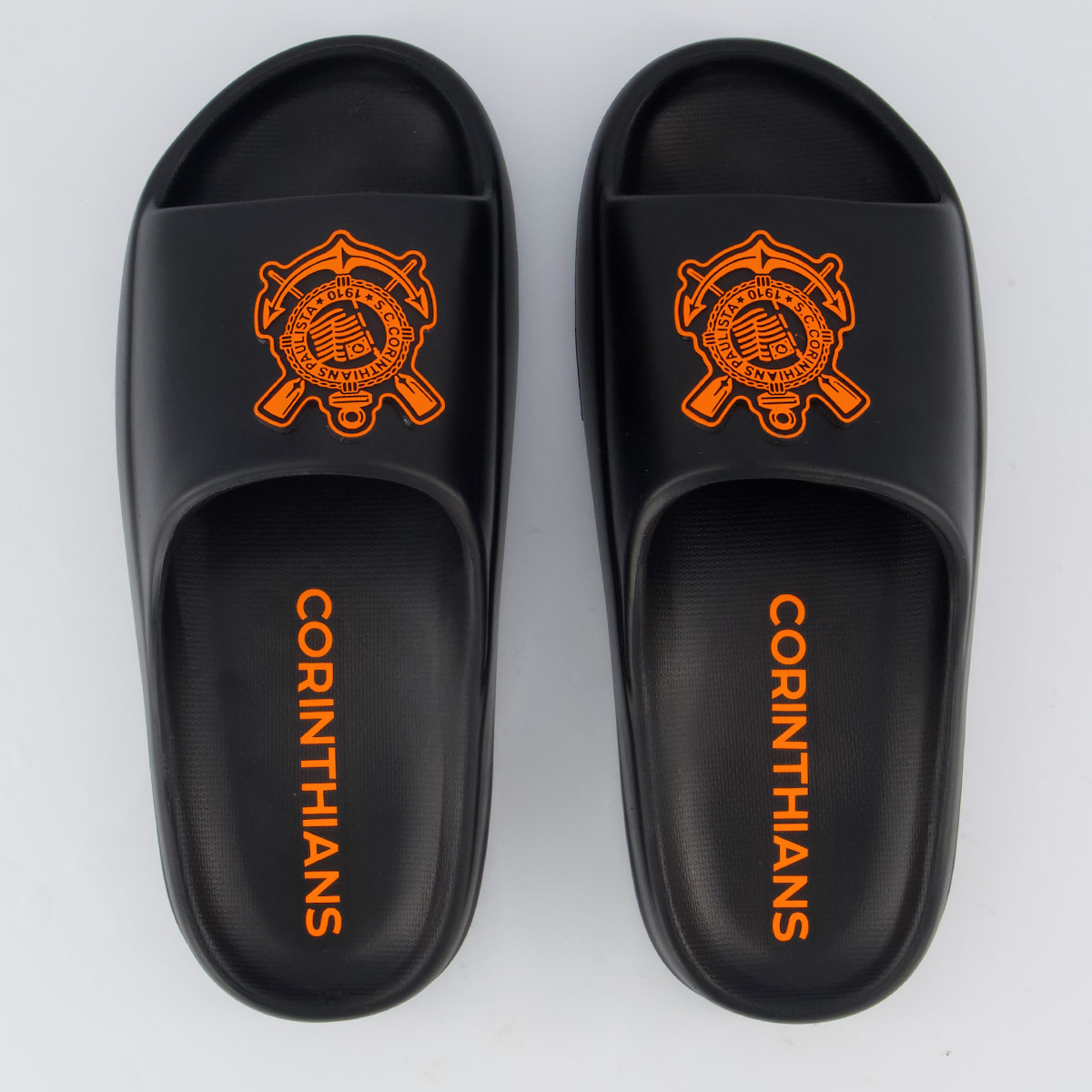 Chinelo Corinthians Nuvem I Preto e Laranja