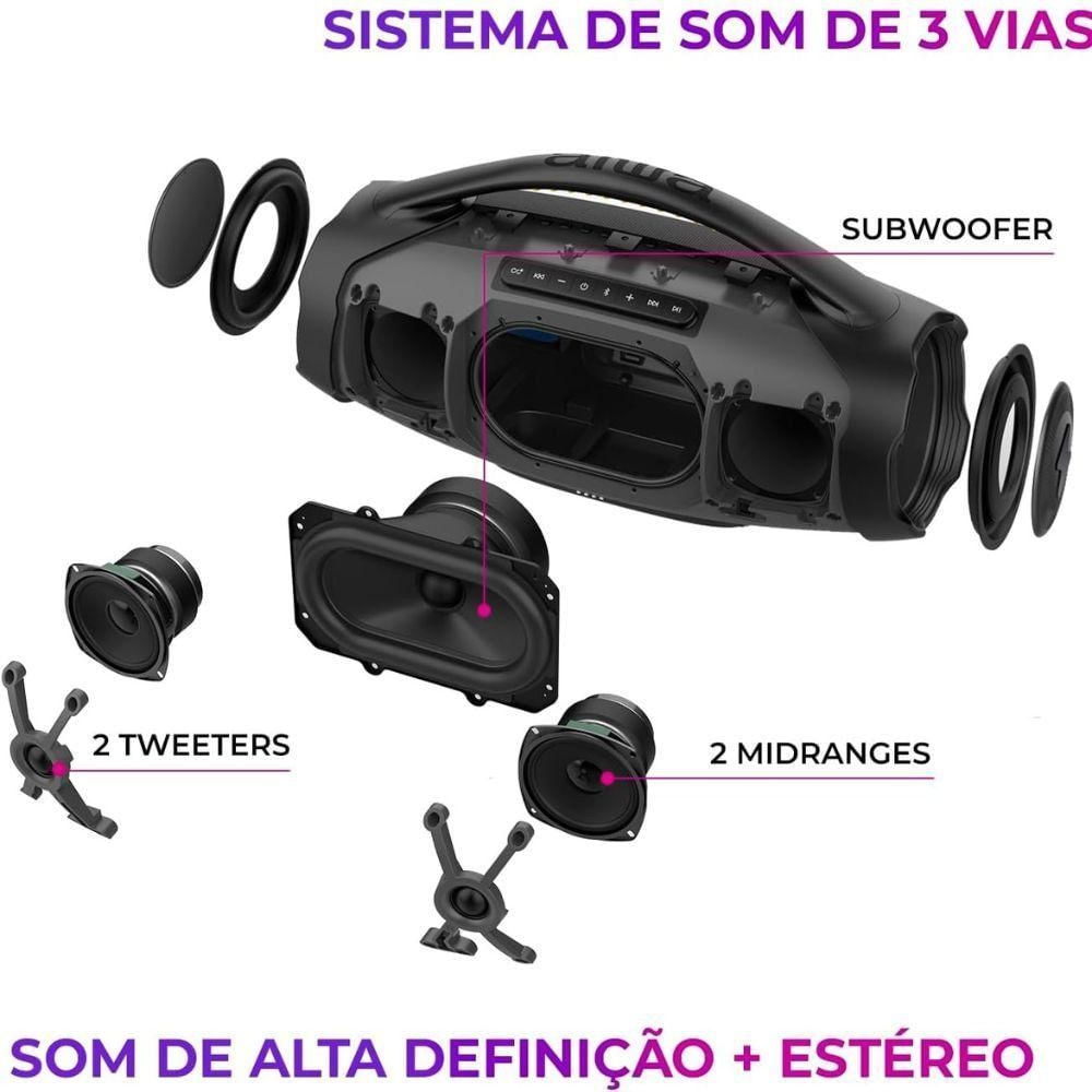 Foto 5 de Caixa de Som Boombox Aiwa AWS-BBS01B com Bluetooth e USB Preto