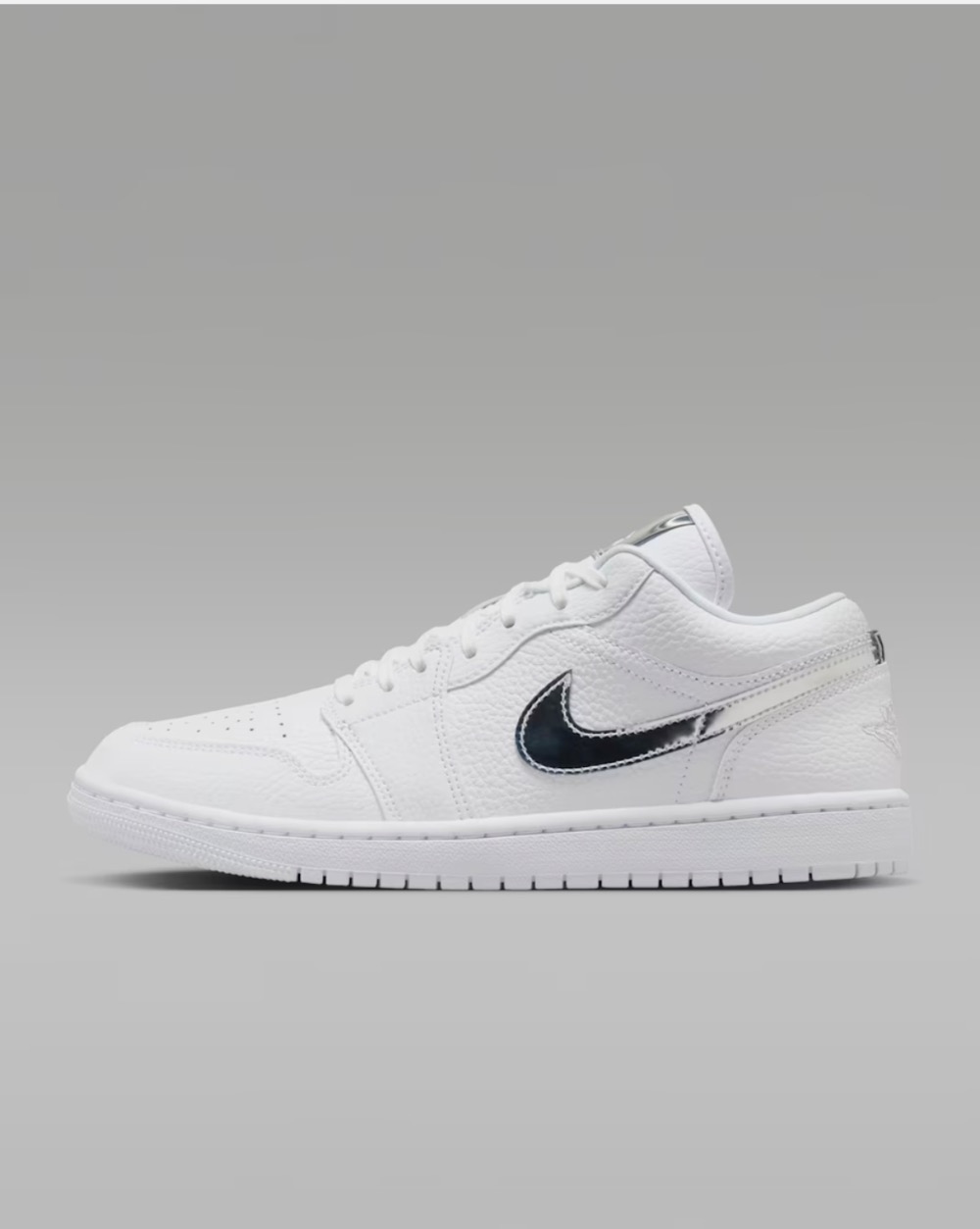 Air Jordan 1 Low SE White Metallic Silver Feminino — 35, Novo