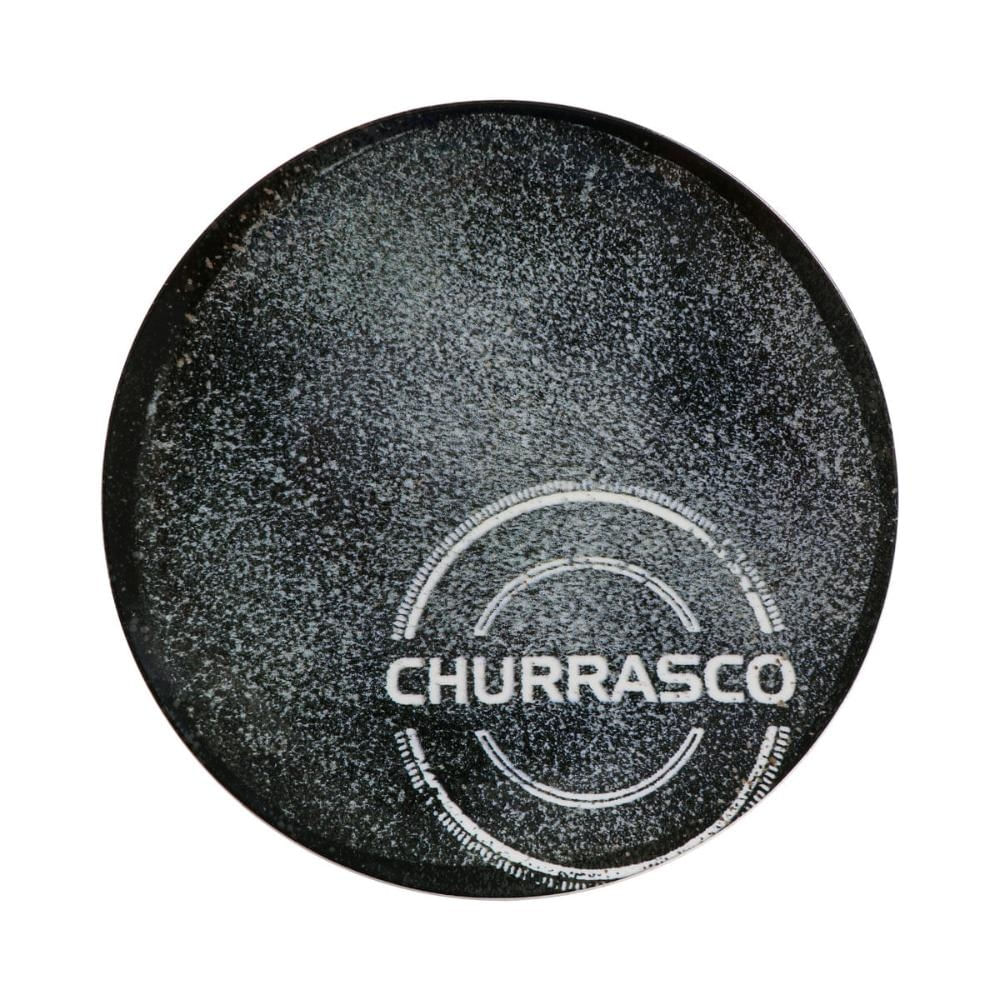 Prato Raso Tramontina Churrasco Carbon em Porcelana Decorada 25 cm