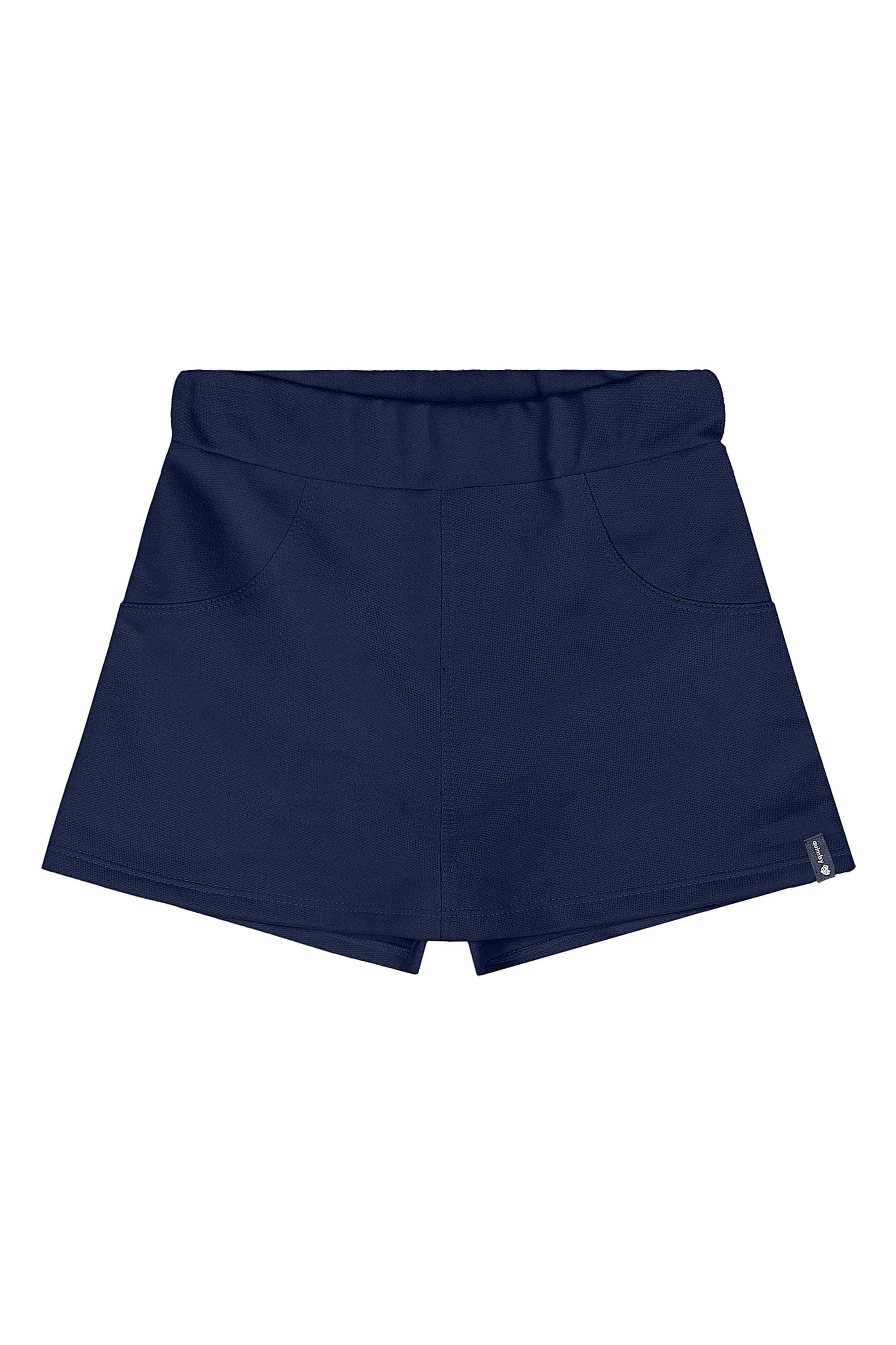 Short-Saia em Moletom Infantil Feminino (Azul Marinho) Quimby — 01