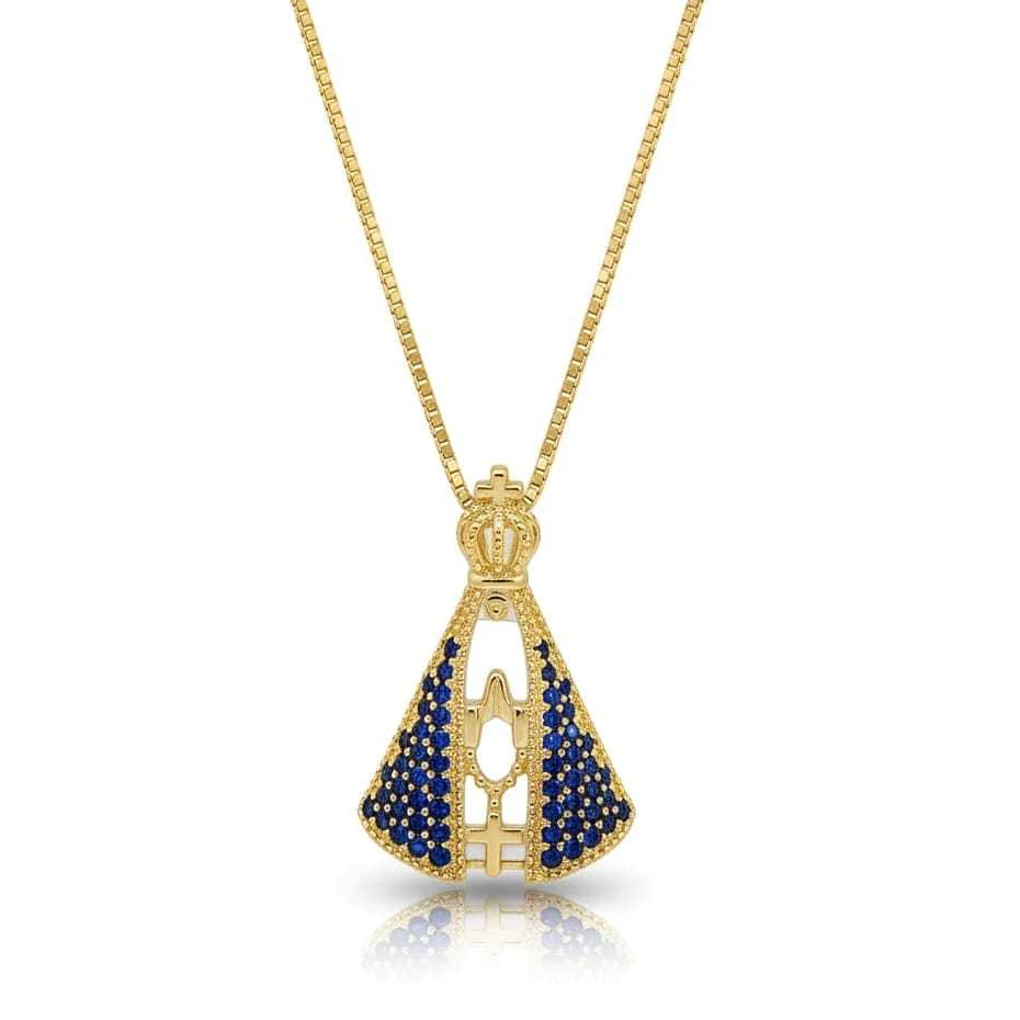 Colar Folheado a ouro Nossa Senhora Aparecida - 45 cm