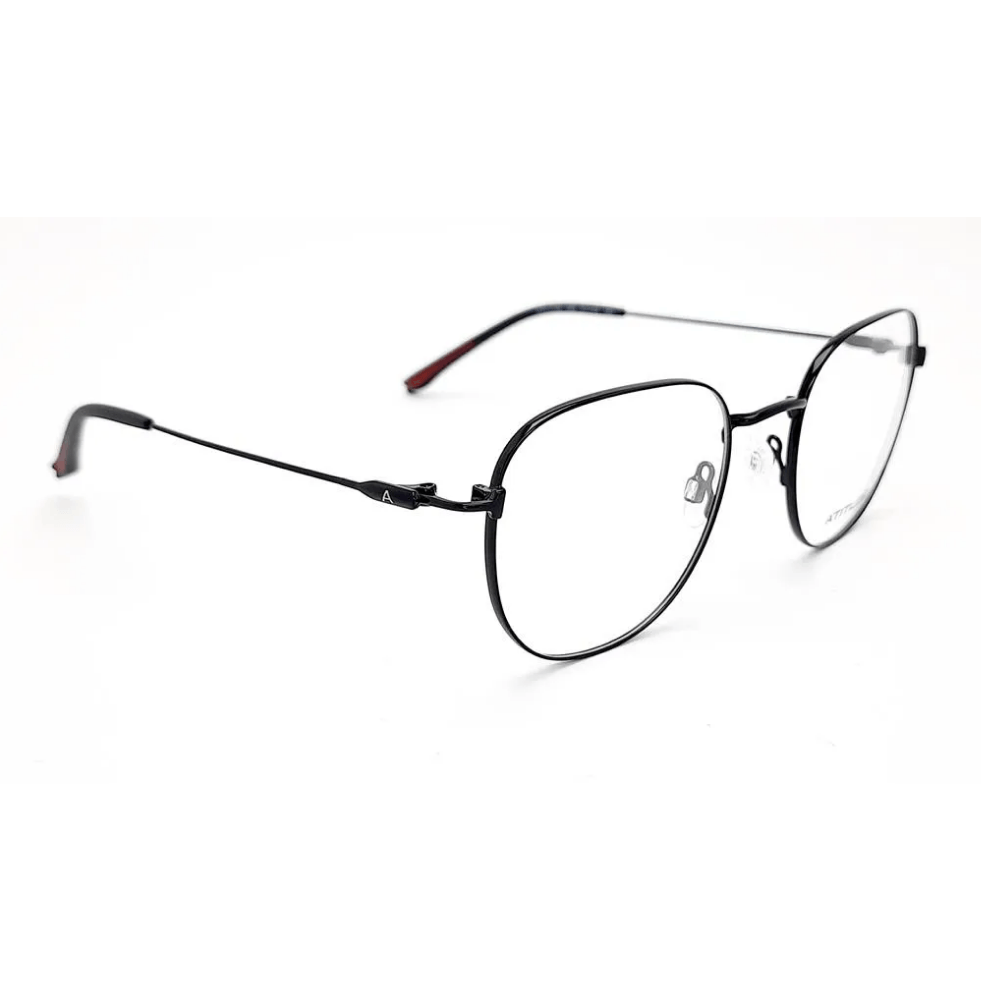 Armação de Óculos de Grau Atitude AT2131M Masculino Redondo Metal Preto