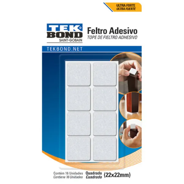 FELTRO QUADRADO 22MM BRANCO TEKBOND