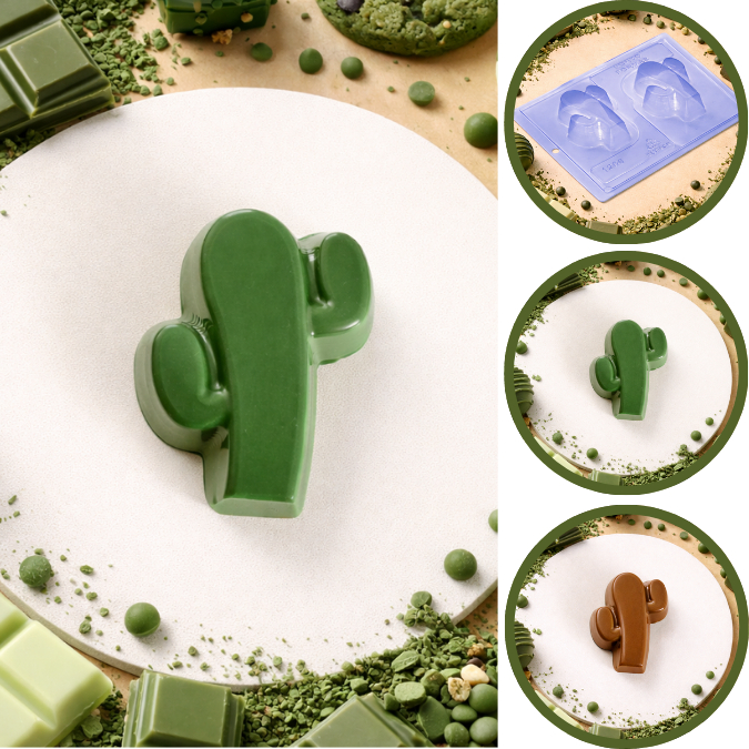 1~5 Forma Porto Com Silicone (3 partes) Para Chocolate CACTOS - CÓD 1206. (CHOCO)