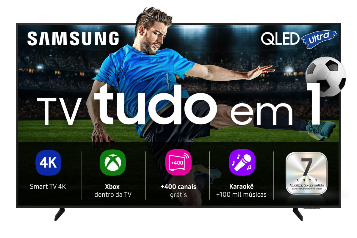 Smart TV Samsung 55” 4K QLED Ultra QN55Q7FAAGXZD Controle por Gestos Processador com AI Xbox Cloud Gaming
