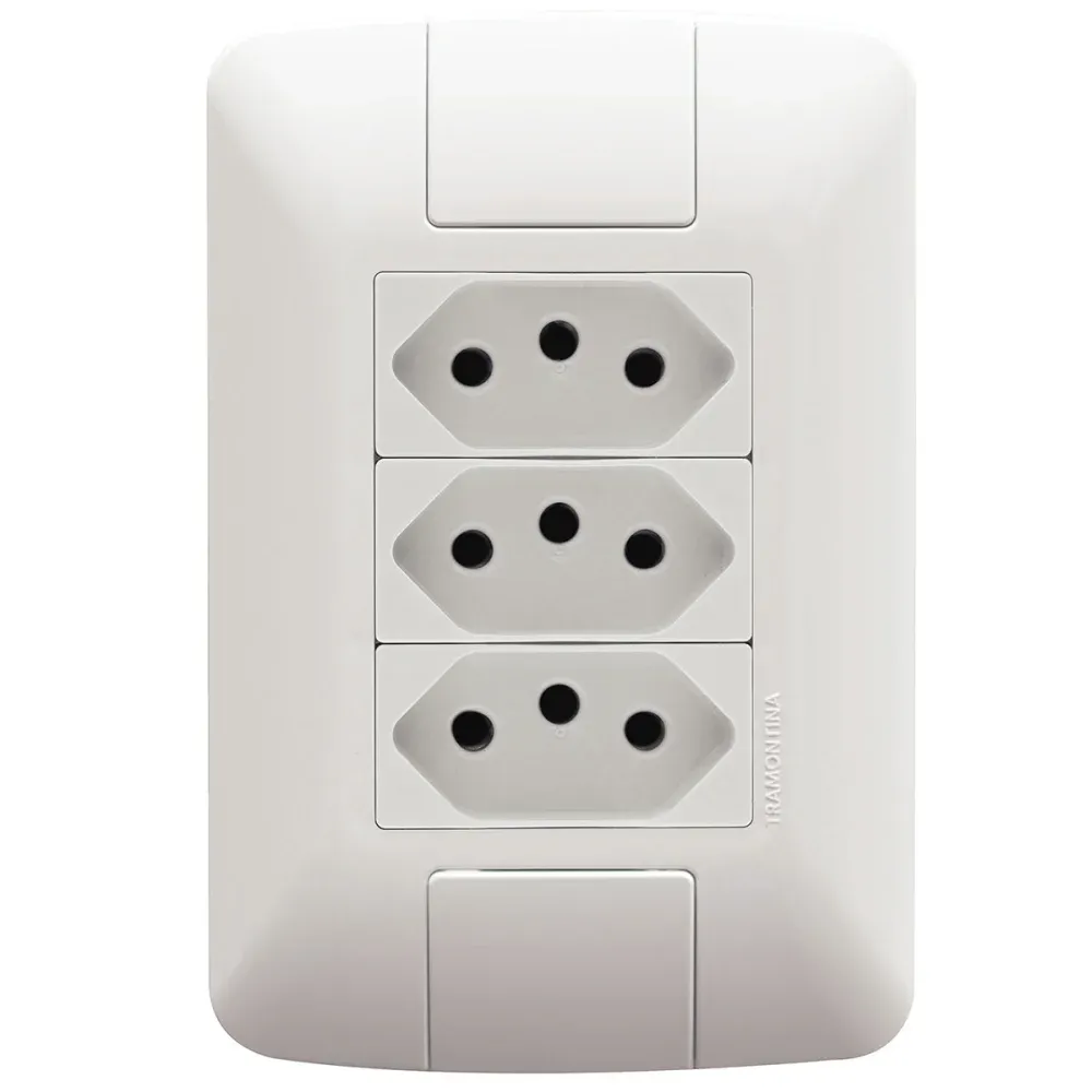 Conjunto de 3 Tomadas 2P+T Aria 10A Branco 250V Tramontina