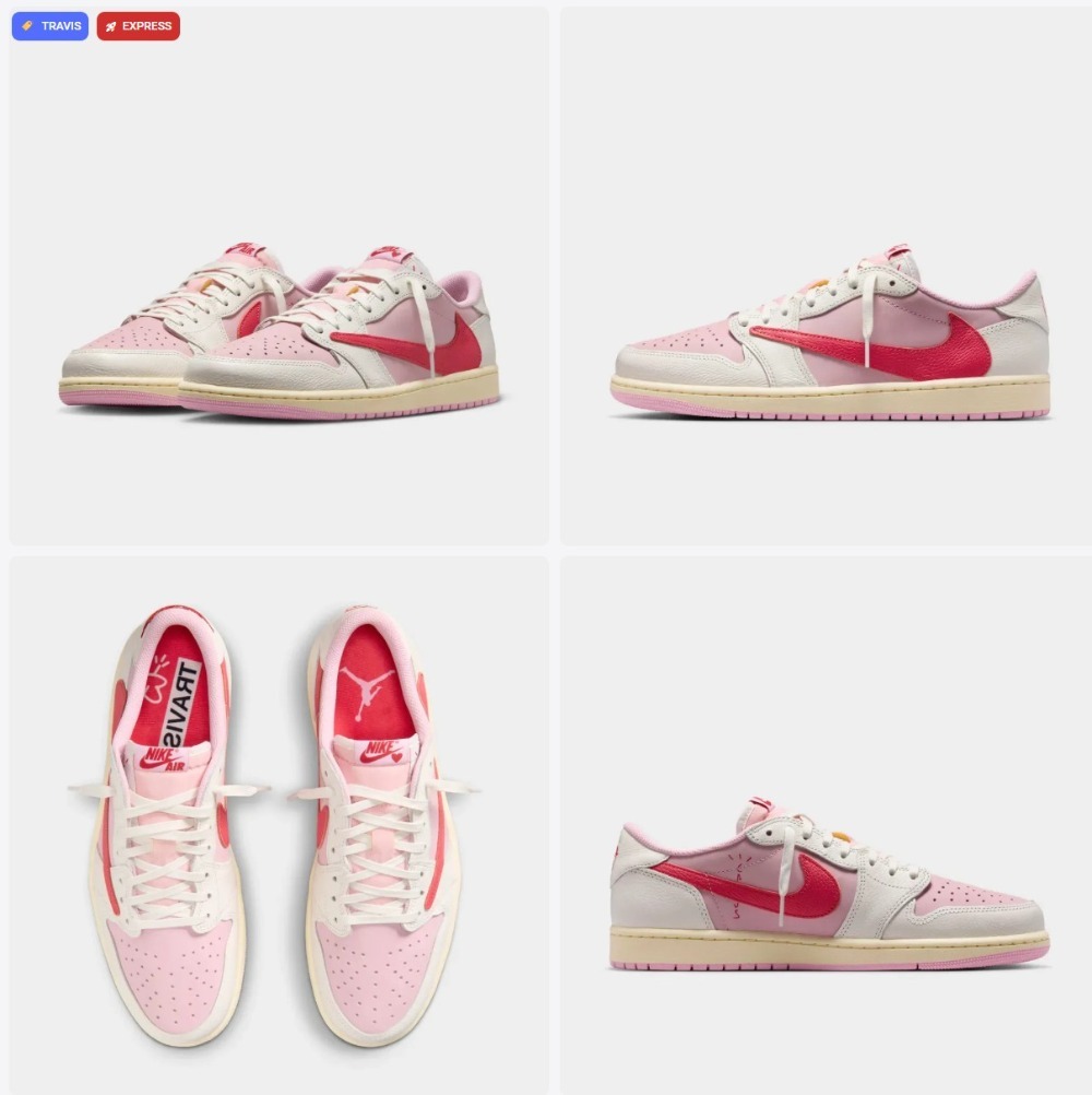 Travis Scott x Air Jordan 1 Low OG SP Sail Tropical Pink — 43, Novo