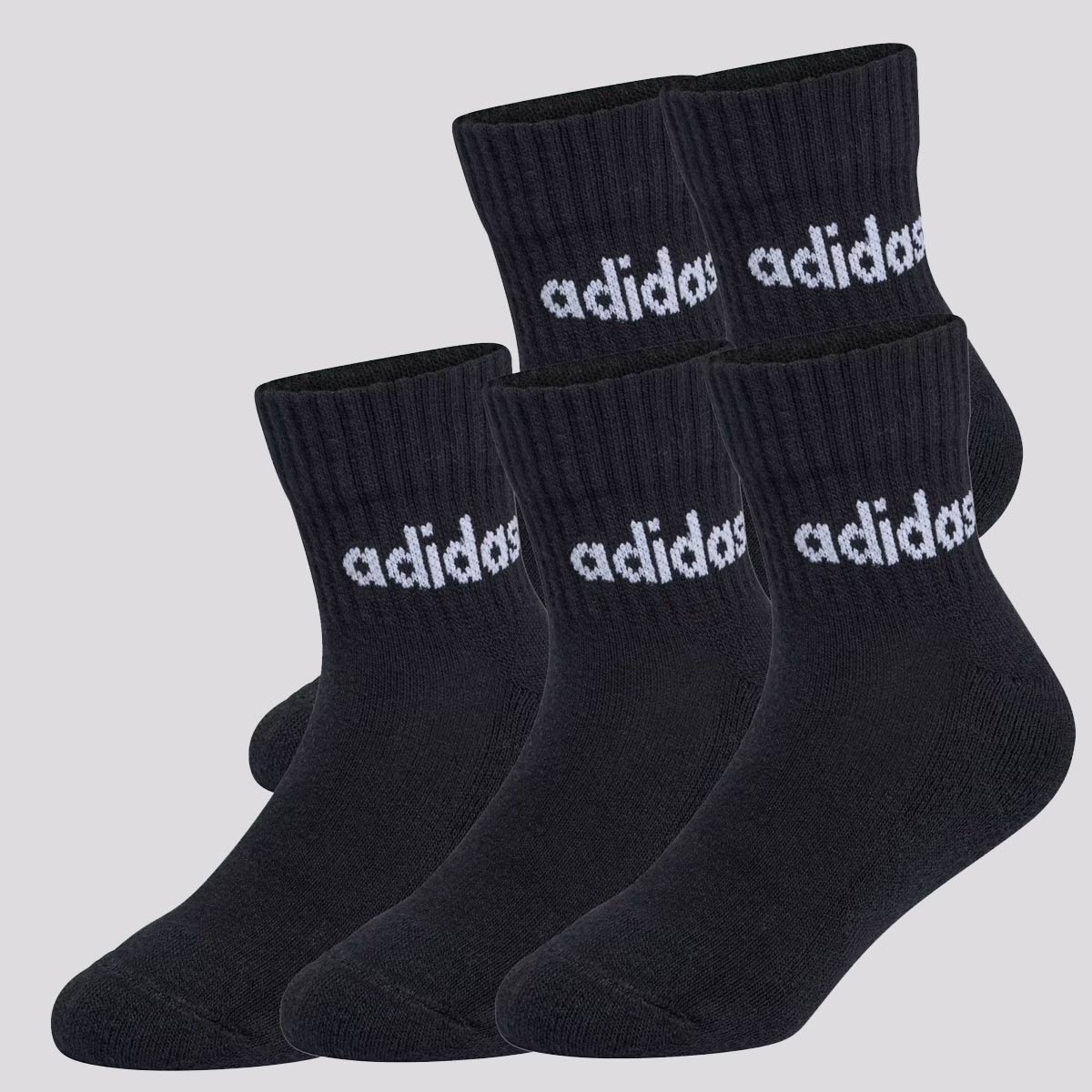 Kit Meia Adidas Linear ANK 5 Pares Juvenil Preta