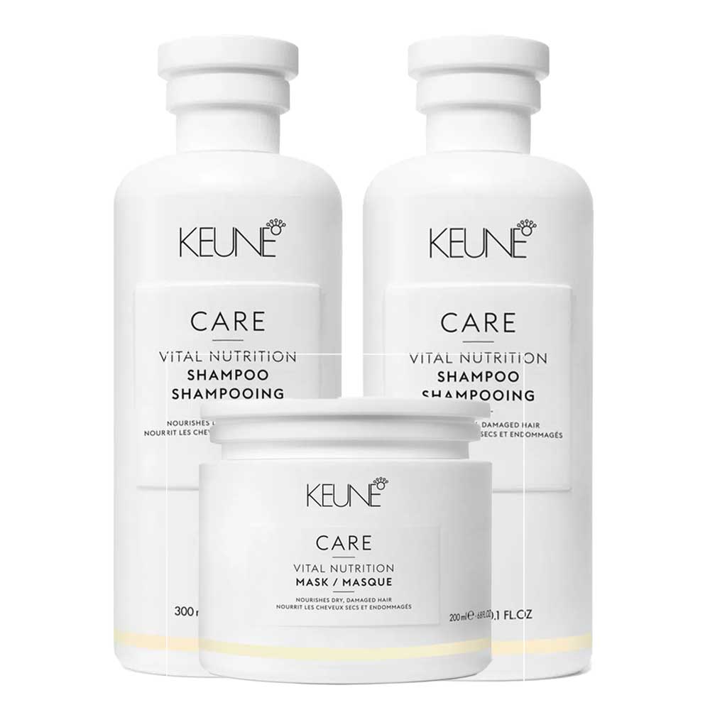 Keune Vital Nutrition Kit – Shampoo + Condicionador + Máscara — Kit
