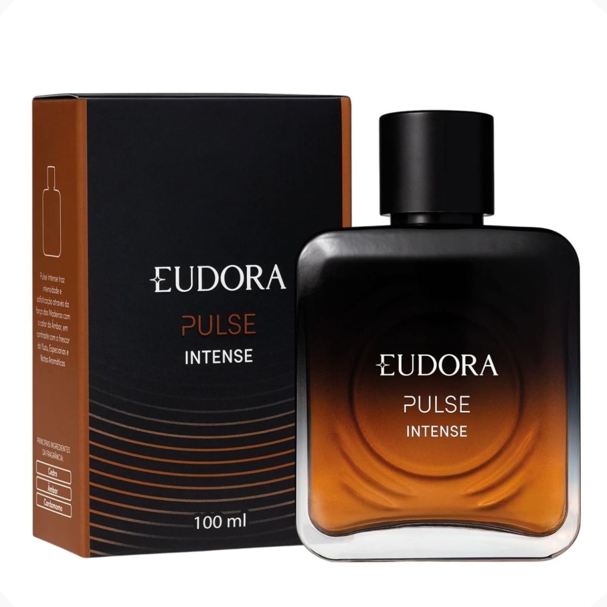Desodorante Colônia Pulse Intense Fragrância Amadeirado Ambarado Eudora 100Ml Ref 85899