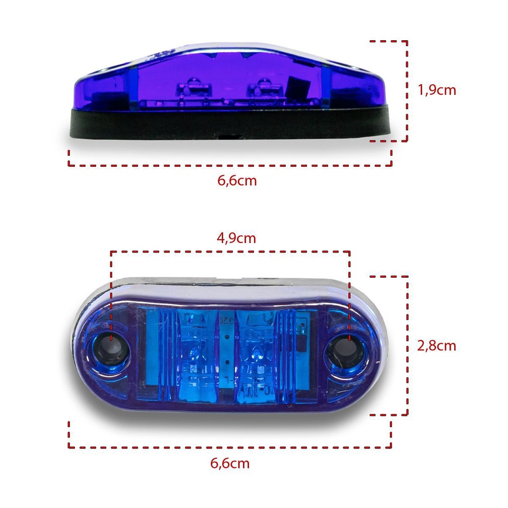 Foto 2 de Sinalizador Lanterna Delimitadora 2 leds 12V 24V Azul