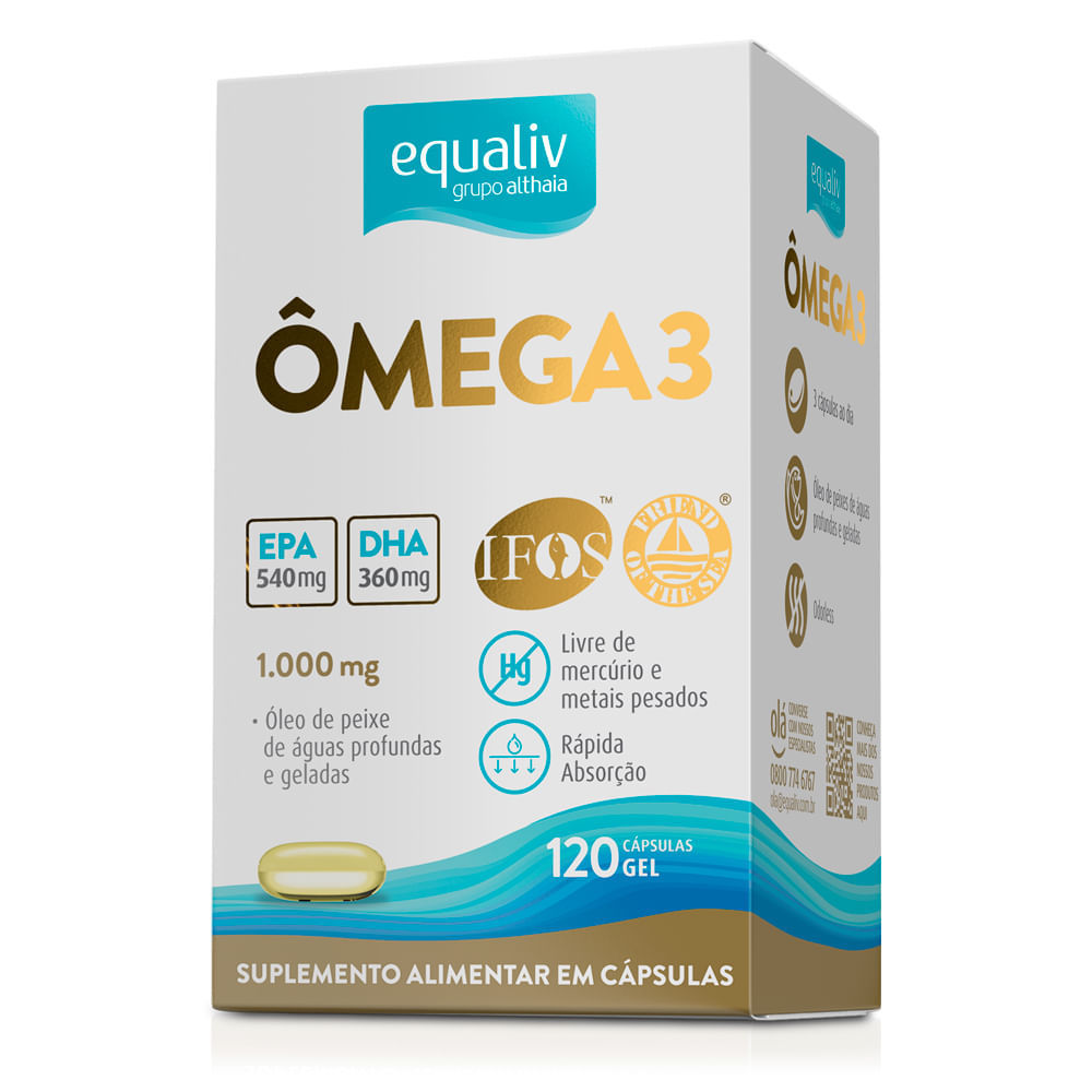 Equaliv Omega 3 1000mg com 120 Cápsulas Gelatinosas