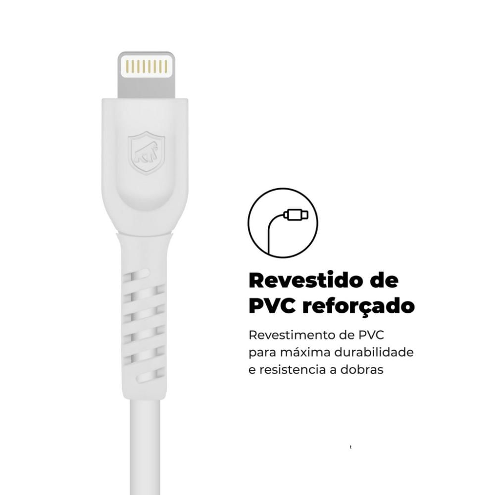 Foto 3 de Cabo Dual Shock Lightning / Type C Branco - 1,2m (MFI Homologado) - GShield