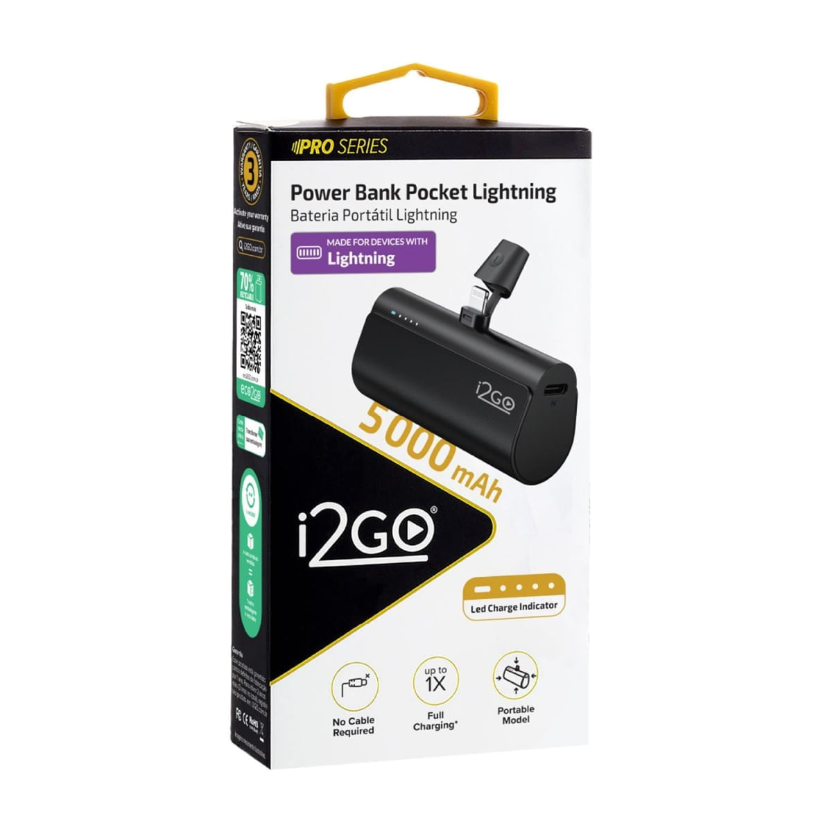 Foto 3 de Power Bank i2GO PROBAT020 5000mAh Lightning Preto