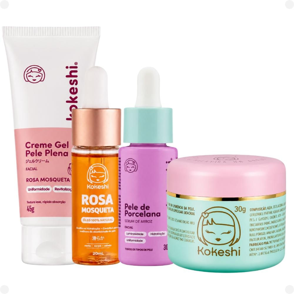 Kit Kokeshi:Sérum Facial De Arroz 30ml, Creme Facial O Milagre Do Arroz 30g,Ó — Kit Kokeshi:Sérum Facial De Arroz 30ml, Creme Facial O Milagre Do Arroz 30g,Óleo Natural Rosa Mosque