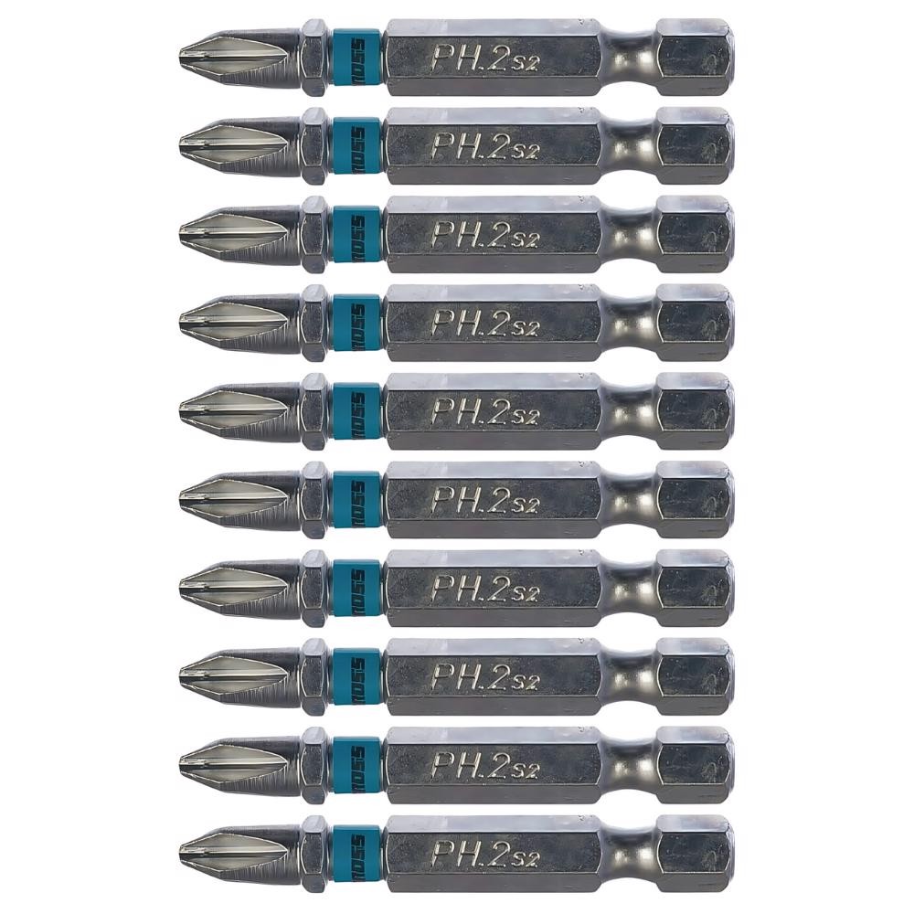 Bits Phillips 1/4 POL 50 mm PH2 com 10 Peças GROSS