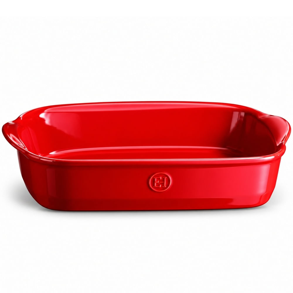 TRAVESSA RETANGULAR EMILE HENRY 42CM EM CERÂMICA VERMELHO 33010334