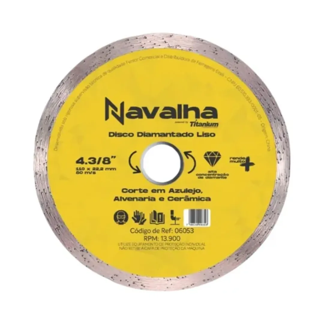 DISCO DIAMANTADO NAVALHA LISO 4.3/8 X TITANIUM